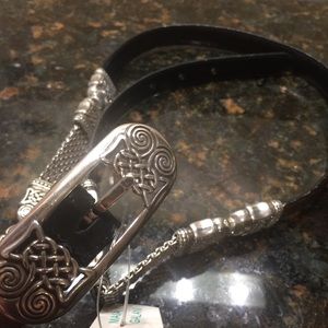 Reversible Leather Belt W/ Silver Decor Detail